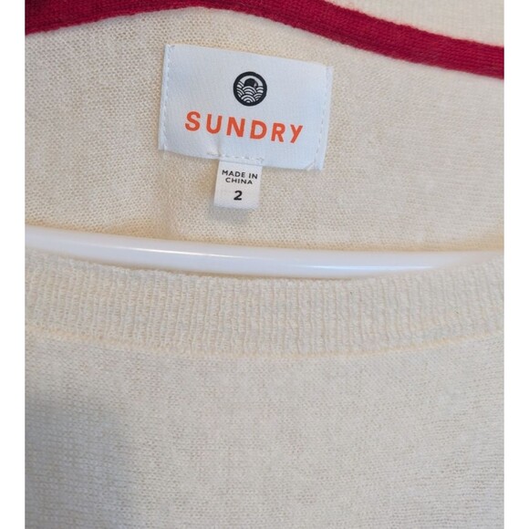 Sundry Wool Cashmere Sweater Dolman Striped Color Block Size 2 Medium - Picture 8 of 10